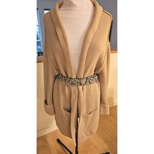 Wool Blend Beige Soft Cardigan Sweater Sz S Mid Length W Pockets Cozy Comfy
